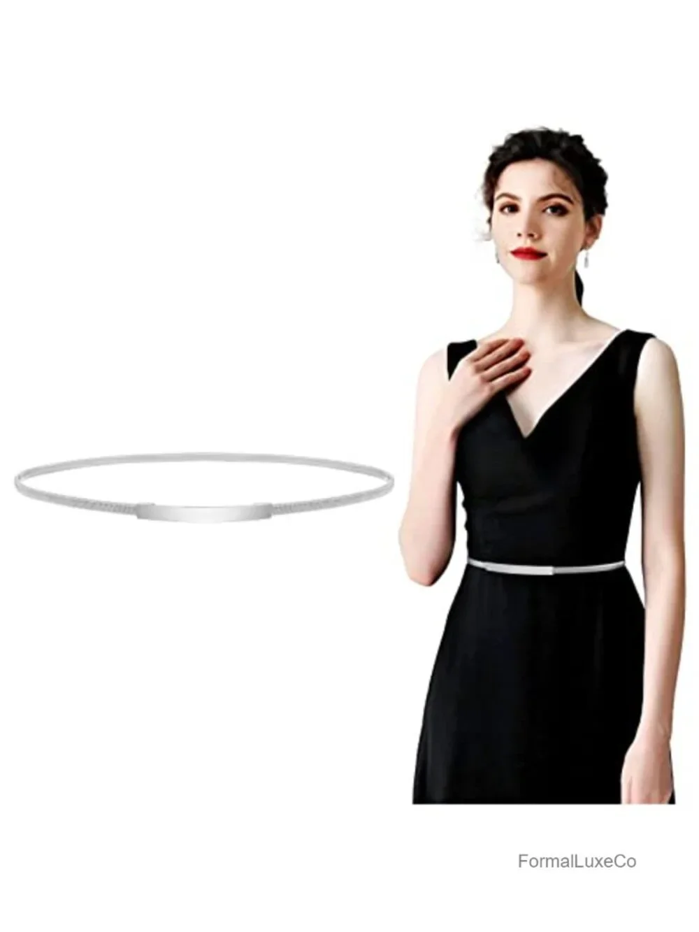 Skinny Metal Waist Belt Elastic Chain Belt for Dresses